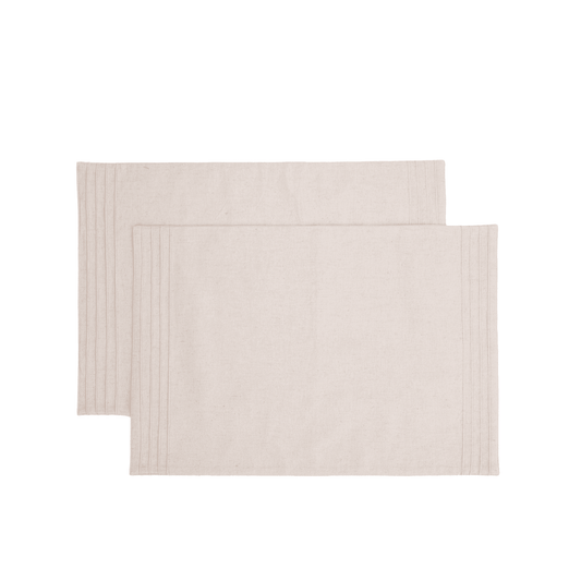AMOUR Beige Linen-Cotton Placemat with Pintuck Border 13x19 Inch Set