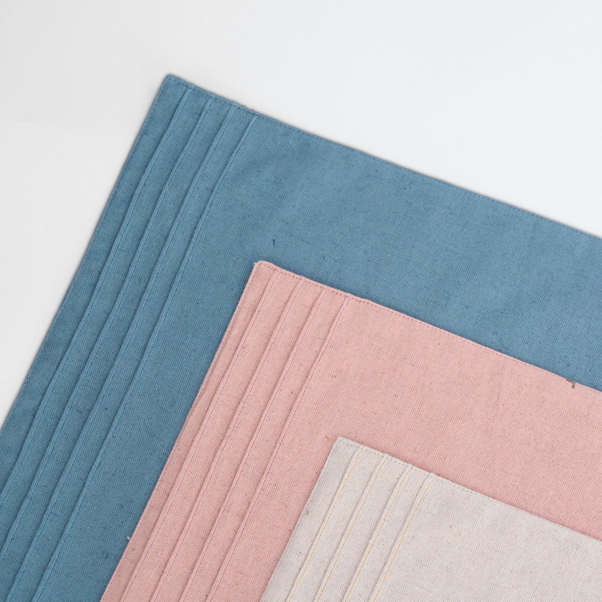 AMOUR Beige Linen-Cotton Placemat with Pintuck Border 13x19 Inch Set