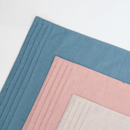 AMOUR Beige Linen-Cotton Placemat with Pintuck Border 13x19 Inch Set