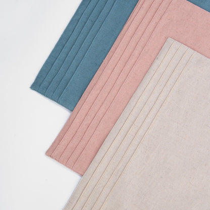 AMOUR Beige Linen-Cotton Placemat with Pintuck Border 13x19 Inch Set