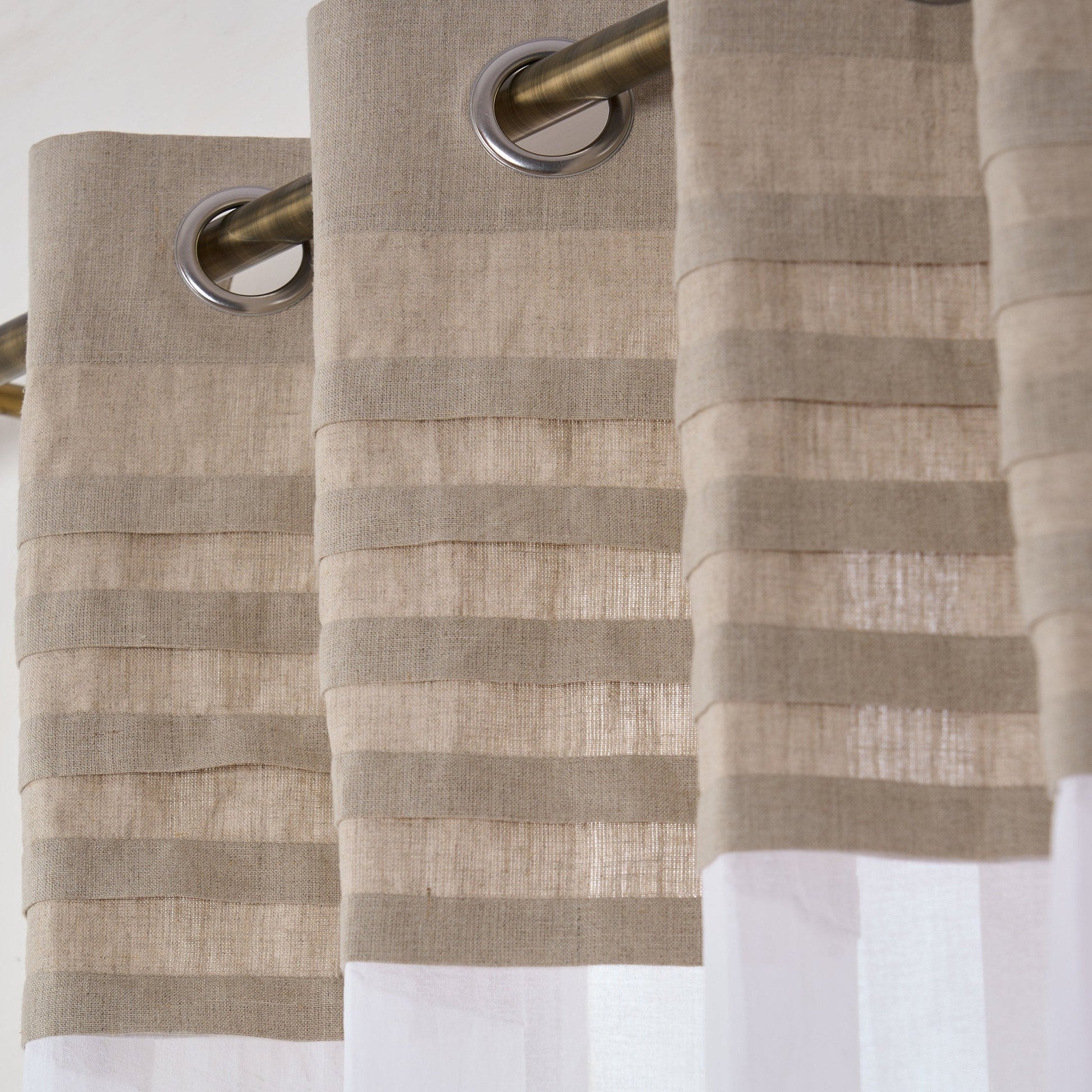 Linen and Organdy Pleated Curtain with Sheer Panel