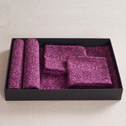 Ikat Table Linen Gift Pack | 3 Colours × 3 Combinations | Plum, Indigo & Beige | VLiving