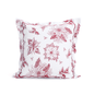Christmas pillow cover, Red and white POINSETTIA print and embroidered flange, sizes available