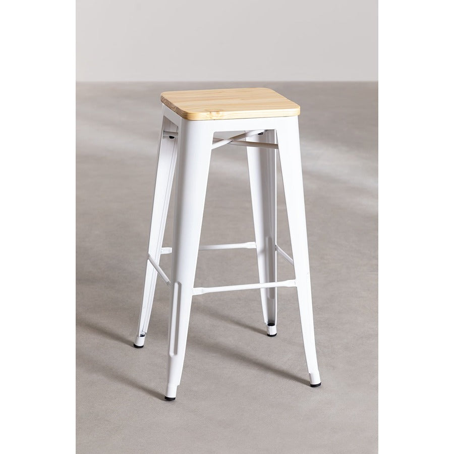 Industrial Wooden Bar Stool