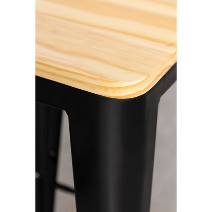 Industrial Wooden Bar Stool