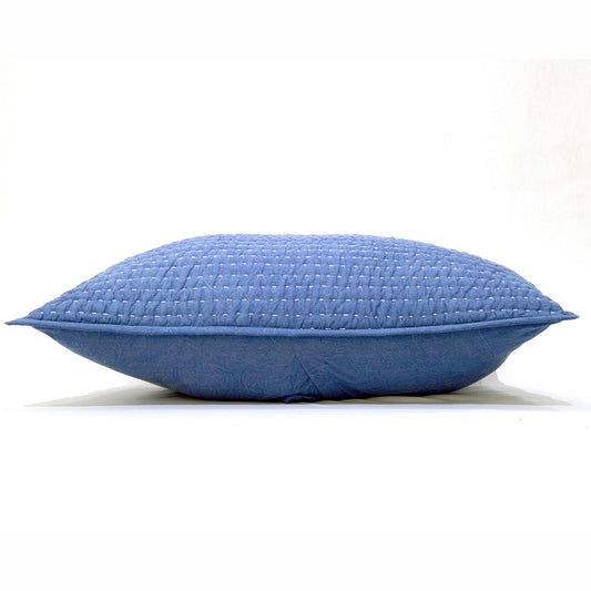 Denim blue quilted, pillow covers, stonewashed, stripe pattern, kantha, boho, 100% cotton, sizes available