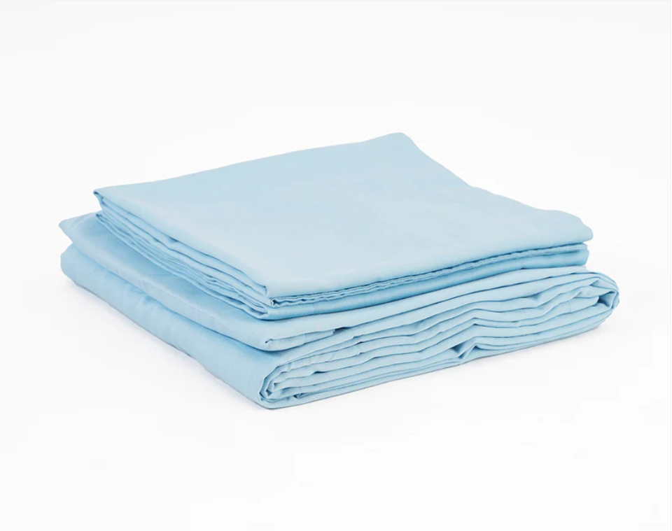 BLUE 300TC flat sheet set, premium pure cotton satin, Sizes available