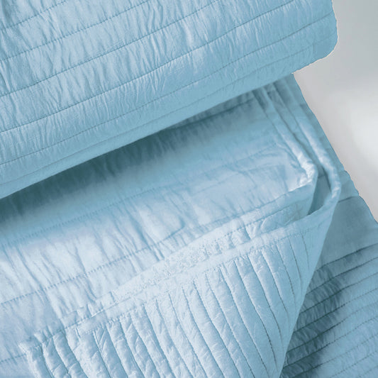 Blue 300TC quilted bedspread, stripe pattern luxury quilt, Sizes available