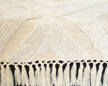 OFF WHITE Cotton tufted Throw blanket, diamond pattern tufting, couch throw, picnic blanket, 100% cotton
