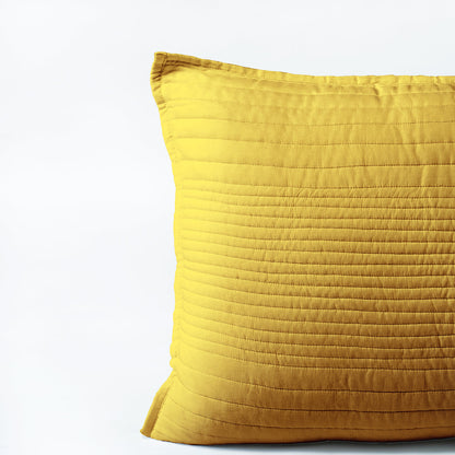 Yellow 300TC cotton satin luxury quilted pillow covers, stripe quilting pattern, Sizes available