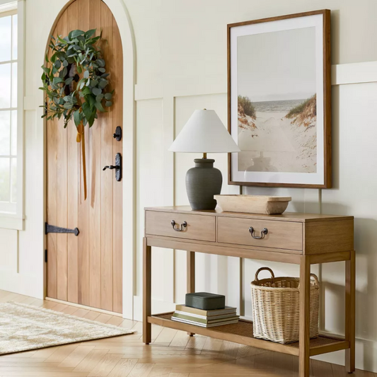 Woven Base Console Table Brown