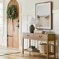 Woven Base Console Table Brown