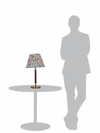 Contemporary Indian Flower Table Lamp - Matt Brass and Wooden Finish