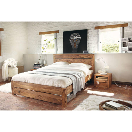 solid sheesham wood double bed
