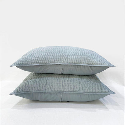 DUCK EGG colour handmade Kantha cotton Quilt with coordinated pillow cases, Sizes available