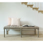 Hand-Carved Oak Frame Bench Upholstered in Luxurious Olive Green Velvet