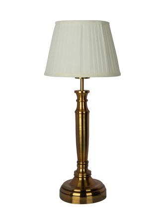 Transitional Hand-Carved Gold 23 Inch Steel Table Lamp With 10 Inch Golden Tapered Pleated Fabric Lampshade