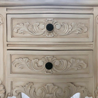 Hand Craved Bedside Table with Two Drawers