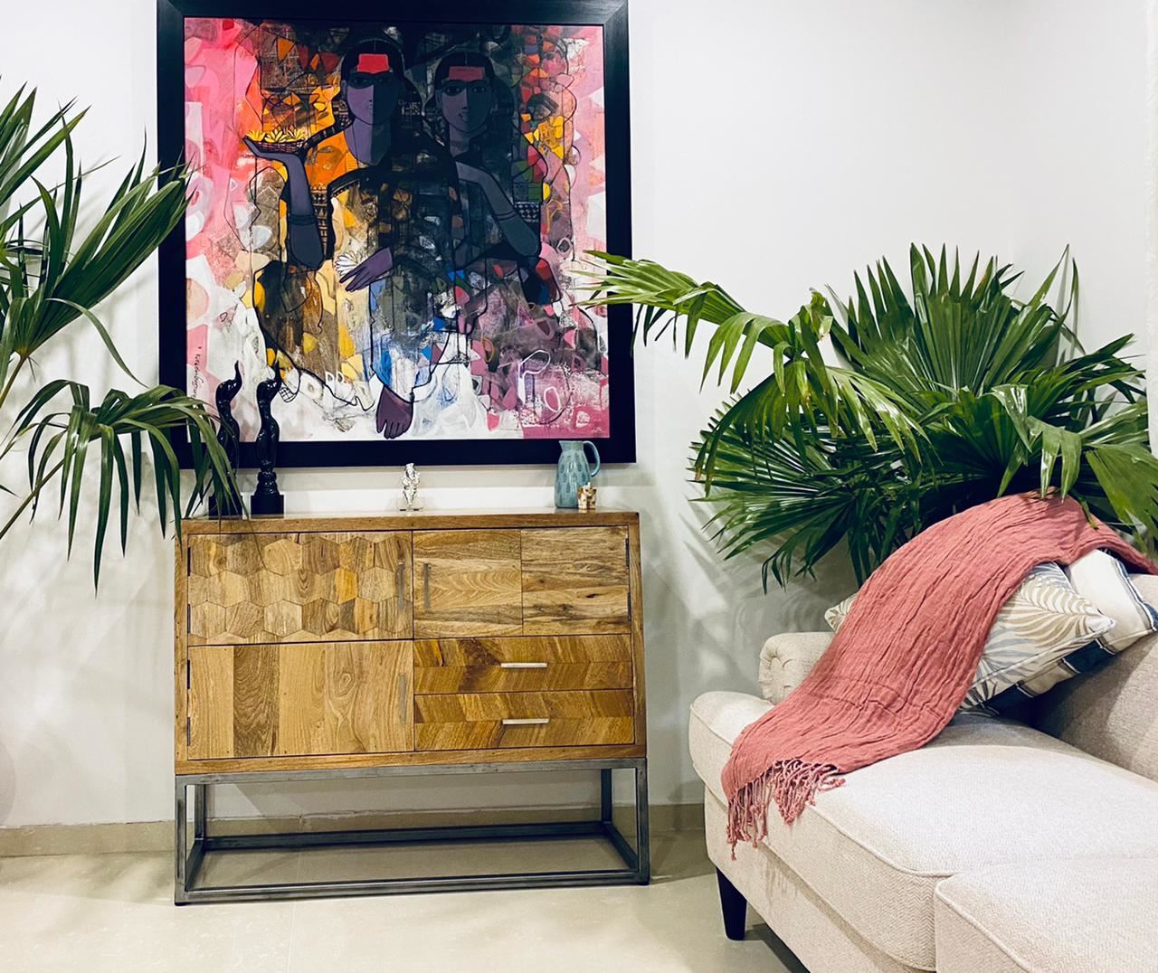 Natural Finish Sideboard placed inside a home