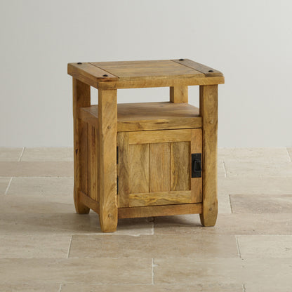 1 Door 1 Open Shelf Bedside in Mango Natural Finish