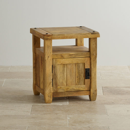 1 Door 1 Open Shelf Bedside in Mango Natural Finish