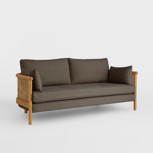 Tan Brown Cane Sofa