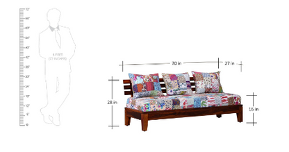 size of sofa next to a human being
