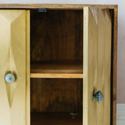 Handcrafted Solid mango wood Brass Sideboard door close up