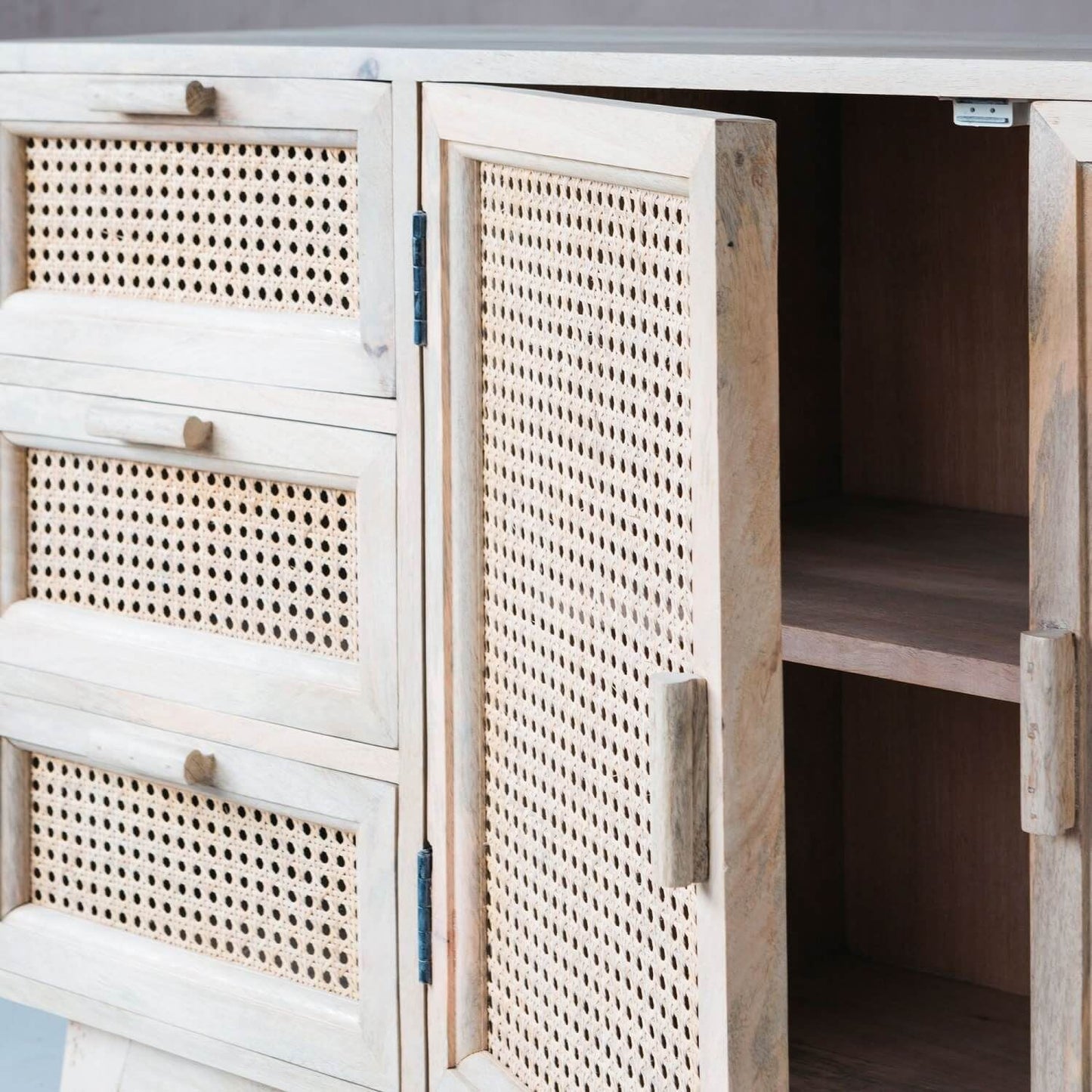 rattan mesh on drawers and doors