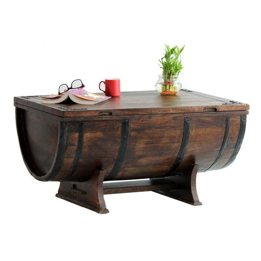 Barrel Drum coffee table with storage side view