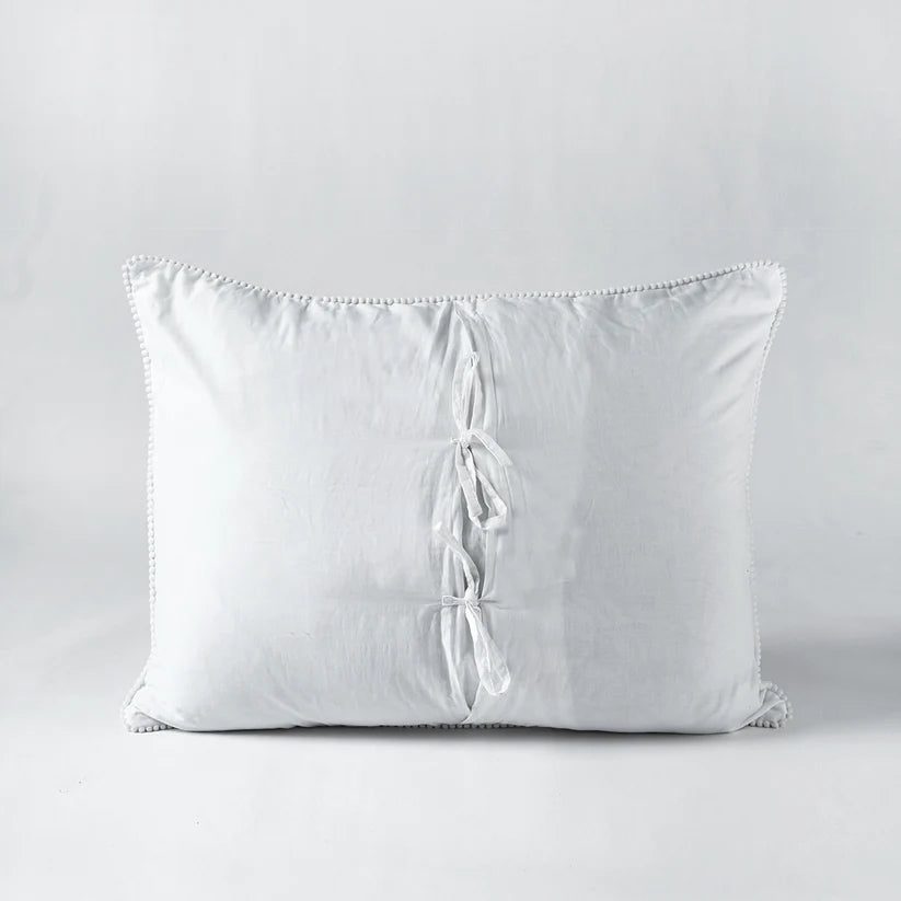 SHWET - WHITE Kantha quilted pillow covers, classic stripe quilting pattern, 100% cotton, Sizes available