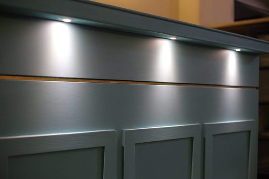 Kitchen cabinet with lights close up of lights