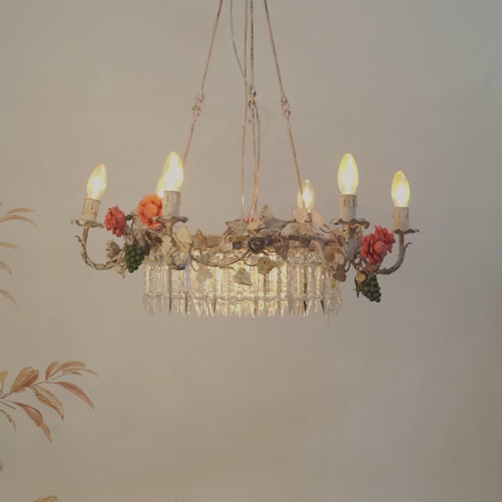 Distressed White Mild Steel 6-Light Chandelier – 68.6 cm