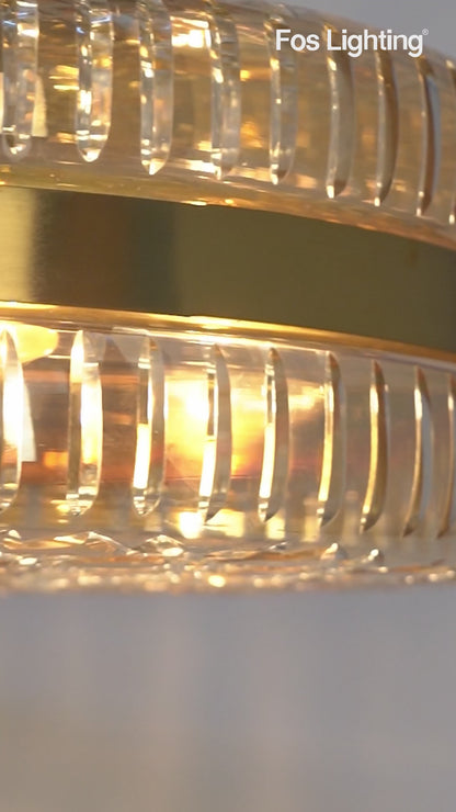 Gold Hand-Cut Glass 4-Light Pendant Light – 40.6 cm