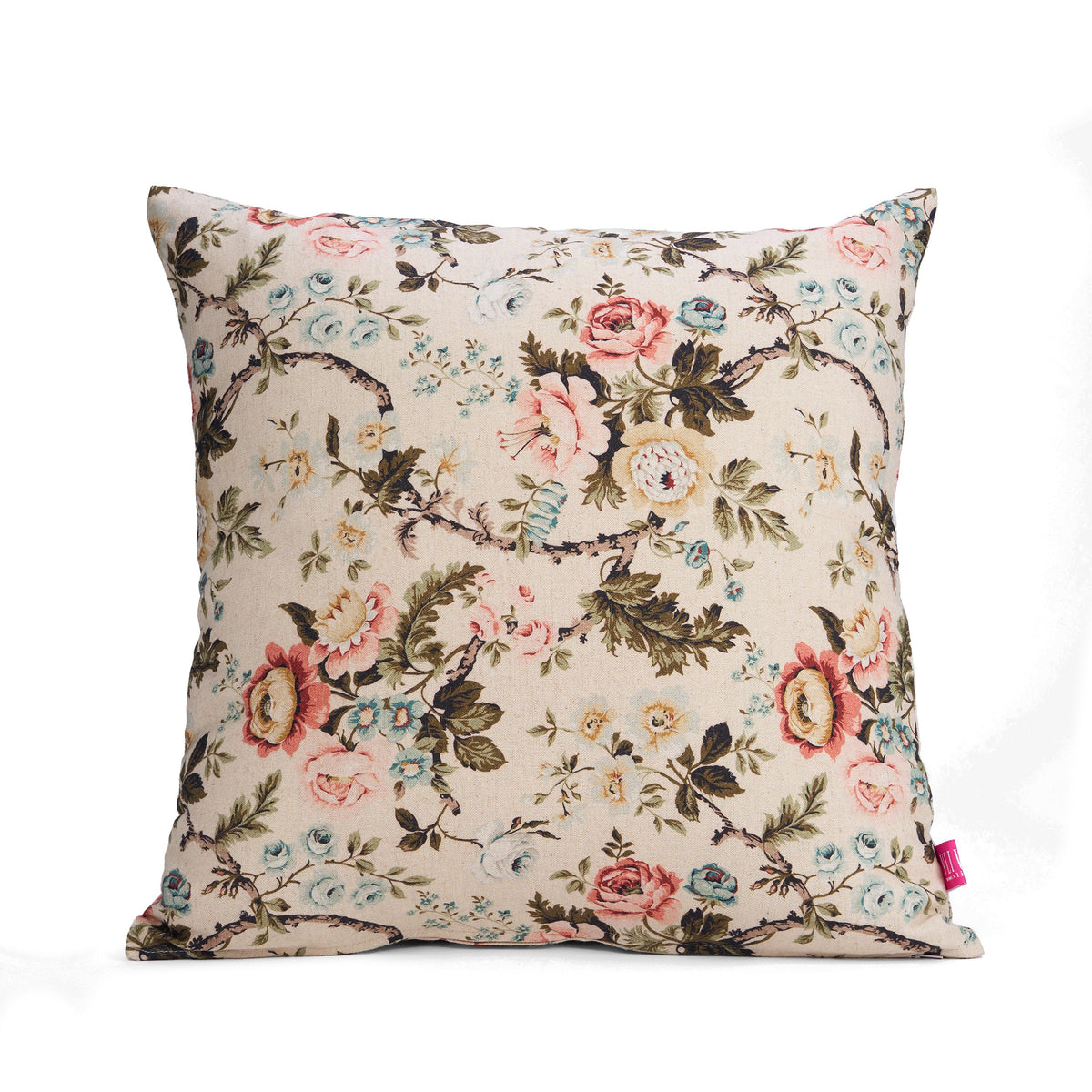 AMOUR - Beige Rose Print Linen Bed runner set - King / Queen / Twin Size