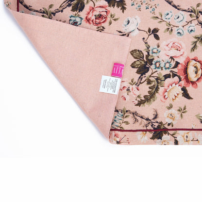 Blush Linen Cotton Placemat with Vintage Rose Print 13x19 inches