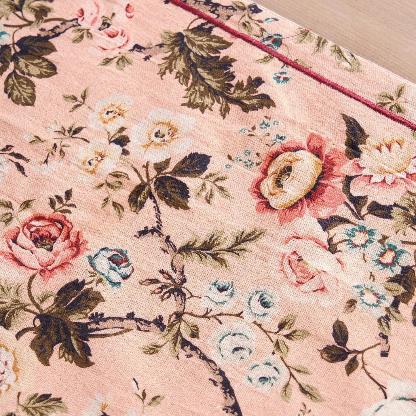 Blush Vintage Rose Linen-Cotton Table Runner Elegant 13x60 to 13x90