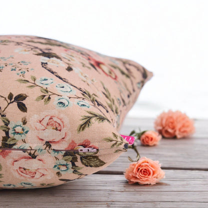 Amour Blush Linen Pillow Cover | Vintage Rose Print | 4 Sizes Available