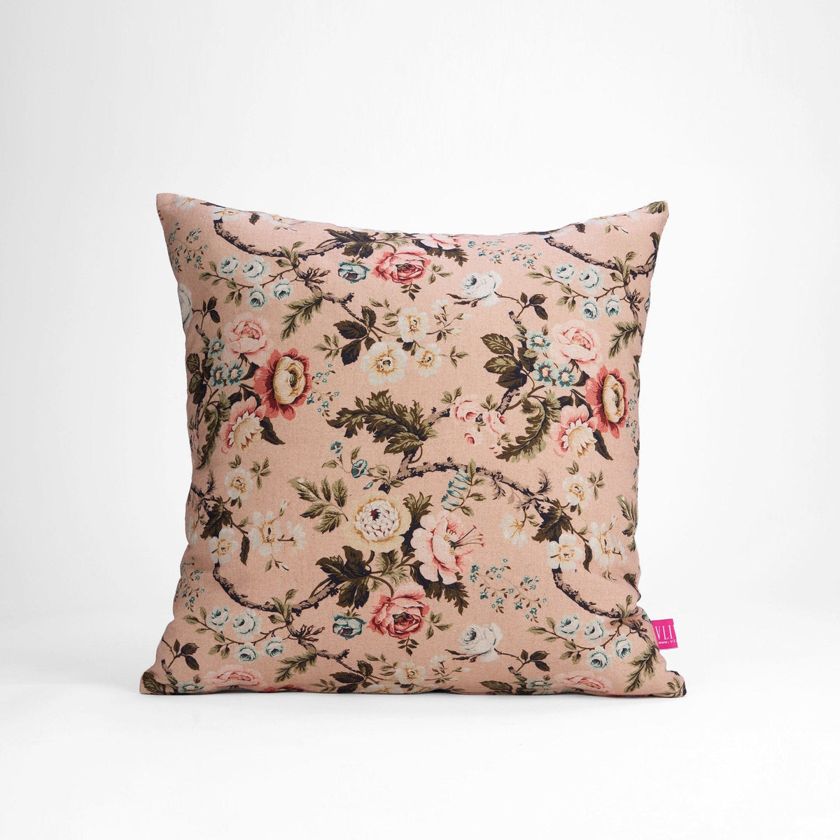Amour Blush Linen Pillow Cover | Vintage Rose Print | 4 Sizes Available