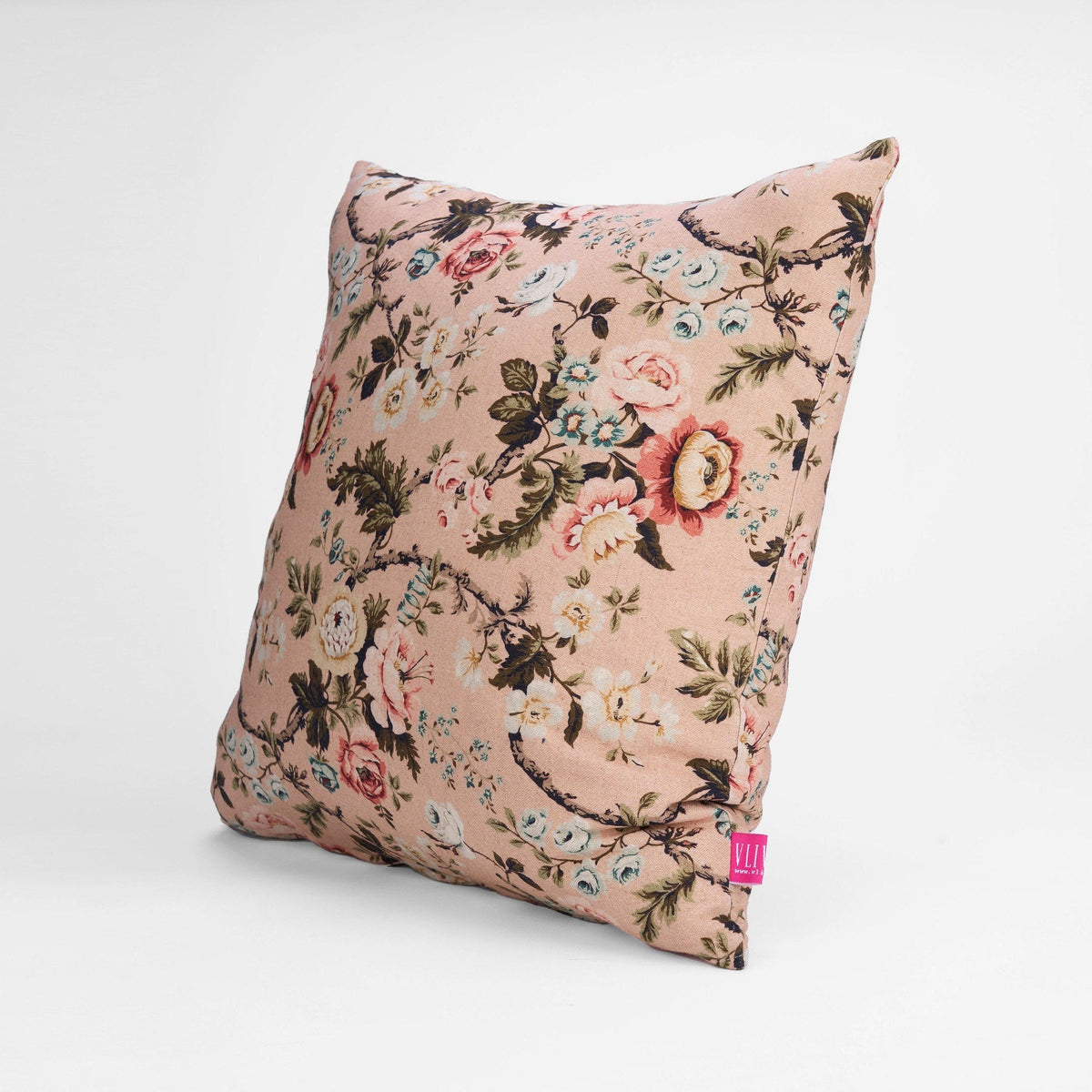Amour Blush Linen Pillow Cover | Vintage Rose Print | 4 Sizes Available