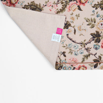 Amour Beige Linen Placemat | Vintage Rose Print & Embroidered Border | 13 × 19 inches | Sets of 2, 4 & 6
