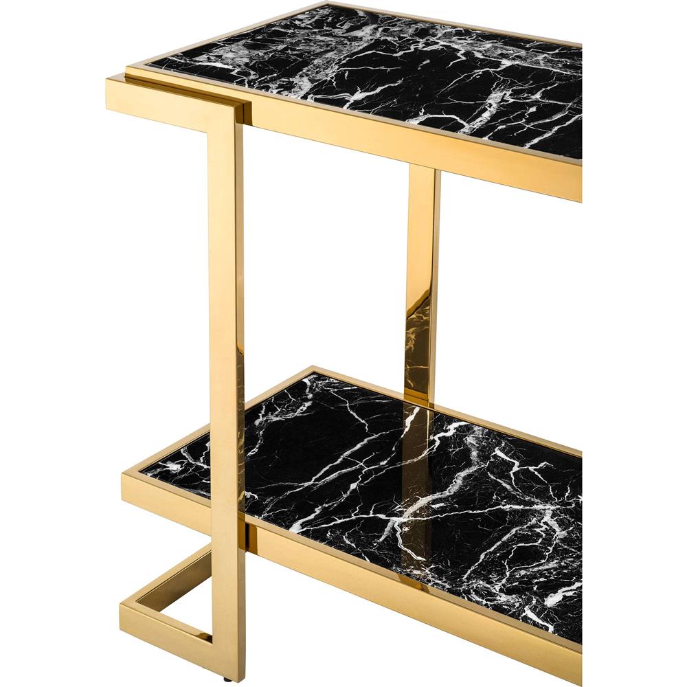 Deco Console: Luxurious Gold Metal & Black Marble Top Entryway Table