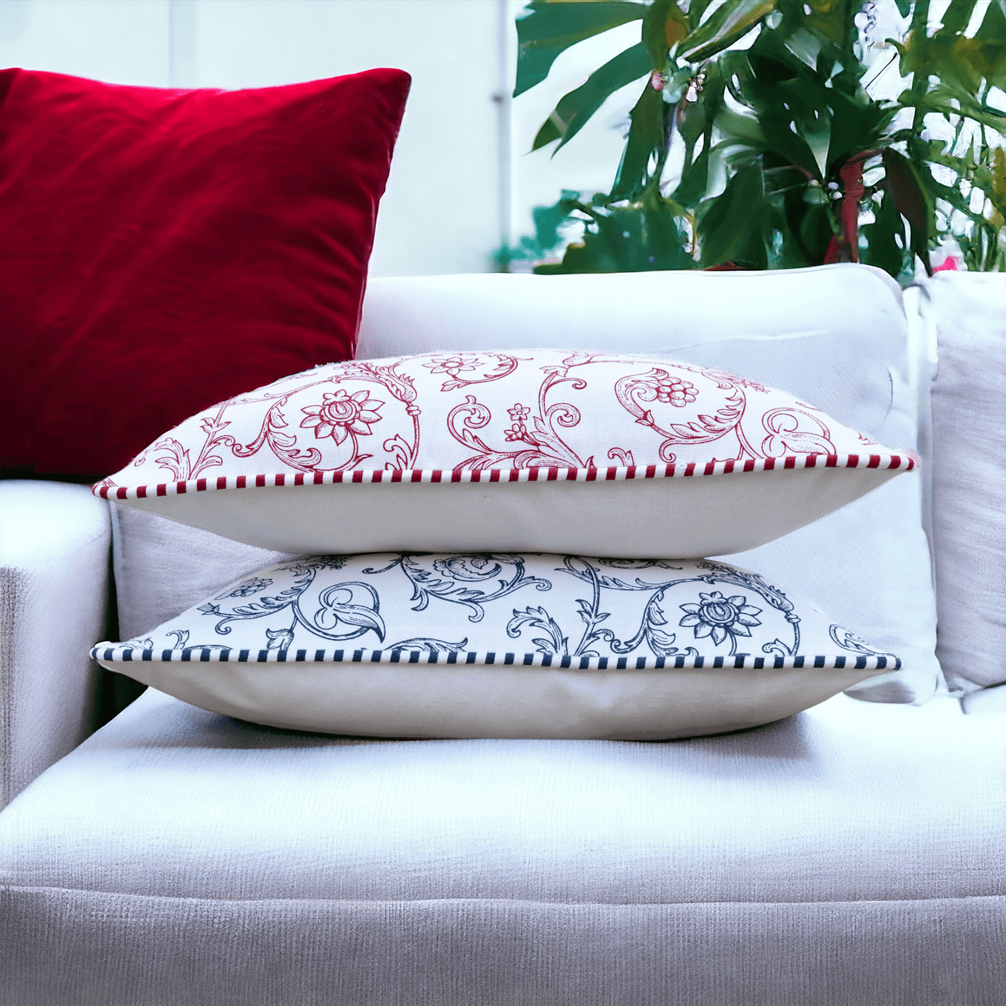 Blue Swirl Print Cotton Pillow Cover – Vibrant 16‑24 Inch Decorative Cushion