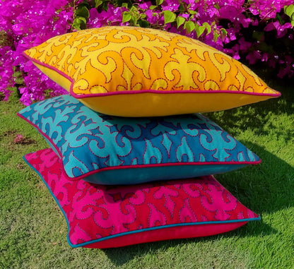 Shyrdak Yellow & Pink Cotton Cushion Cover