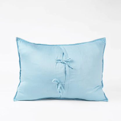 Blue 300TC cotton satin quilted pillow covers, Kantha stripe quilting pattern, Sizes available