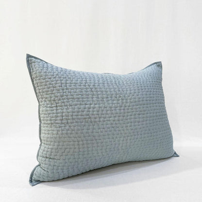 DUCK EGG colour handmade Kantha cotton Quilt with coordinated pillow cases, Sizes available