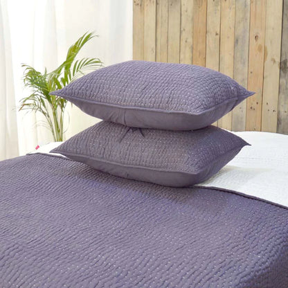 Lavender cotton kantha quilt set - Quilt with coordinated pillow covers, sizes available