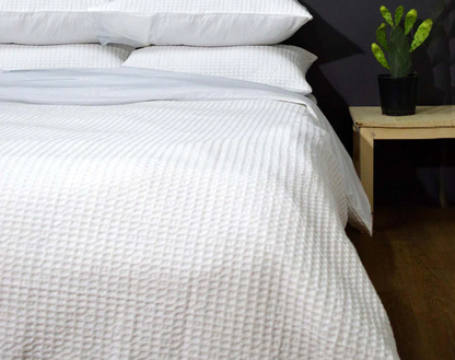 Waffle Duvet cover set, Duvet with 2 pillow covers pure cotton, white colour, sizes available