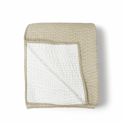 Sandstone Kantha Quilted Throw | Hand Quilted Cotton Voile | Single, Queen & King Sizes