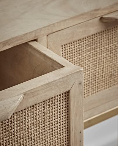 Solid Wood Luxurious 2 Drawer with Tray at Bottom Alex Console Hall Table White with Golden Finish Iron Frame